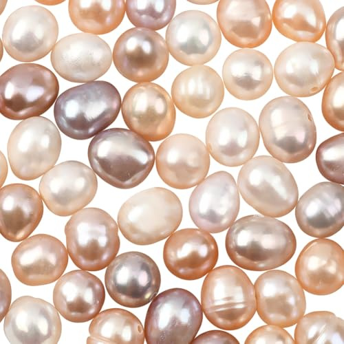 SUNNYCLUE 1 Scatola da Circa 64 Pezzi + Perle Coltivate d'Acqua Dolce da 5mm, Perle di Perle d'Acqua Dolce, Perle di Riso Ovali Irregolari Naturali Barocche con Foro per Perline Fai da Te, Bracciali,