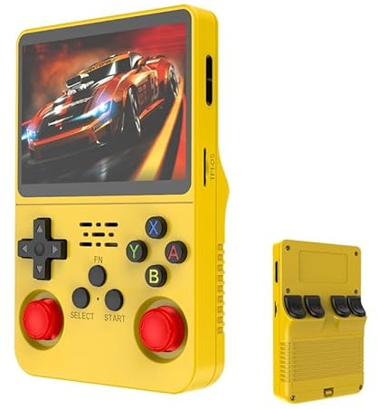 Aidodmom Console di gioco portatile retrò, R36S, display IPS da 3,5 pollici, scheda TF da 64/128 GB, oltre 20.000 giochi, con sistema Linux open source