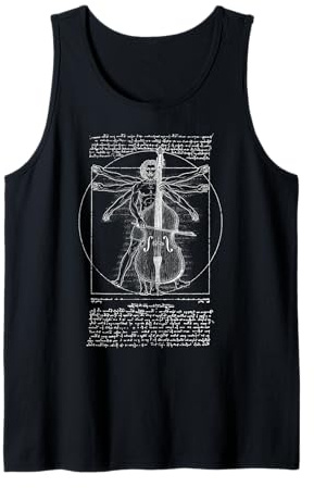 Contrebasse Bassiste Vitruvian Man Leonardo Da Vinci Musicien Débardeur
