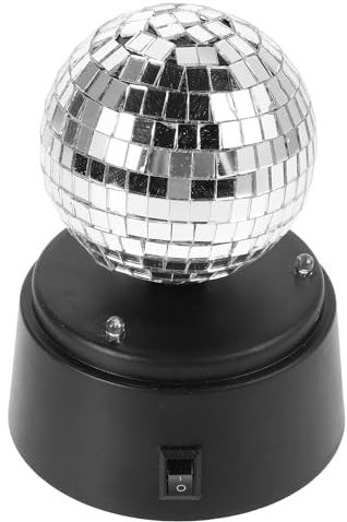 PRETYZOOM Lampe de Bureau LED Rotative Argenté Miroir en Plastique et Métal, Éclairage Disco pour Ktv et Chambres Privées, Facile à Utiliser Nettoyer
