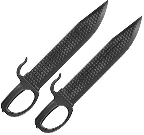 VercanMonth 2 Pcs 18.3'' Polypropylene Wing Chun Black Sword Plastic Butterfly Knife Training Sword Polypropylene Weapons Martial Arts Practice Gear Parrying Trainer U-Shaped Hand Guards