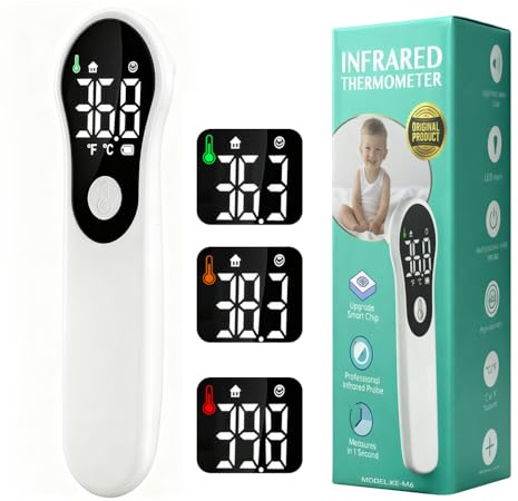 Termometro Febbre Digitale Senza Contatto, Termometro Neonato Bambini Adulti, Termometro Clinico Frontale con Allarme Febbre, Lettura Istantanea 1 Secondo, °C/°F