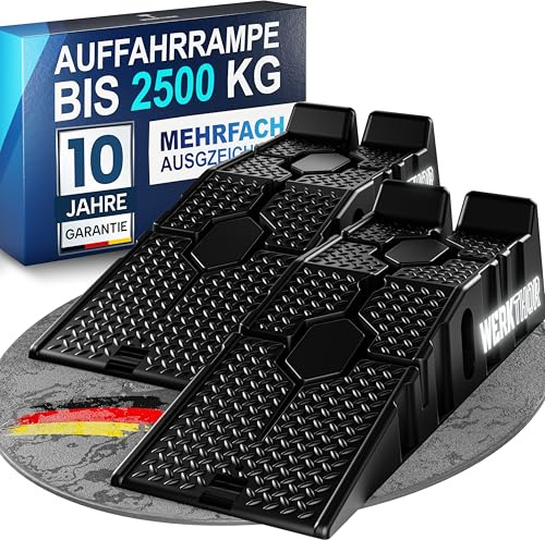 WERKTHOR Rampa di carico per auto, extra piatta, set da 2 pezzi, rampa per auto [< 2,5T], rampa ad alta resistenza (fino a 2.500 kg)