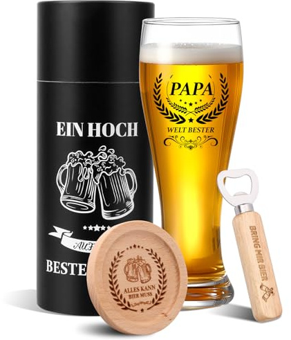 yosiio Present till pappa - Personlig ölglas - Födelsedagspresent till pappa - 500 ml - Dekorativt ölglas - Present till man