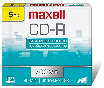 Maxell Slim Polycarbonate Substate 700Mb 80 Min CD-Recordable Slim Jewel 5 Pack
