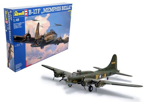 Revell 04297 Modellbausatz Flugzeug 0.075 - B-17F Memphis Belle im Maßstab 1:48, Level 5, originalgetreue Nachbildung mit vielen Details, 4297, Mittel