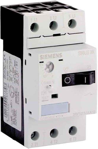 Siemens Interruttore automatico 3RV1011-0BA10, misura S00, per protezione motore, classe 10, A-REL.0.14.0.2A, N-REL.2.6A, terminale a vite, capacità di commutazione standard, bianco