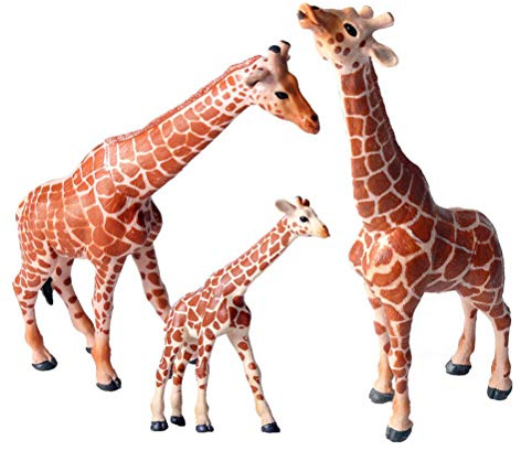 JOKFEICE Giraffe Animal Toys, 3pcs Plastic Realistic Animal Figures, Odorless, Hand Paint, Learning Educational Toys, Christmas Birthday Cake Topper Gift for Kids