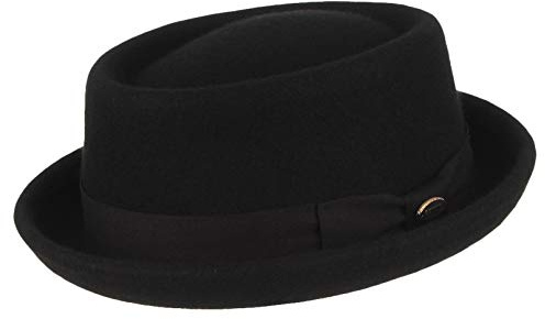 GEMVIE - Cappello da uomo Fedora Pork Pie, cappello in feltro in 100% lana Nero Taglia unica