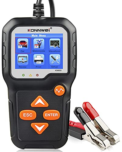 KONNWEI KW650 6V 12V Car Battery Tester, 100-2000 CCA Battery Load Tester Automotive Battery and Alternator Tester for Vehicles/Marine/Motorcycle/Lawn Mover