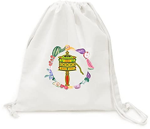 Beauty Gift le bouddhisme, religion moulin à prières sanskrit Sac en tissu pliable à sangle pour fruits et légumes