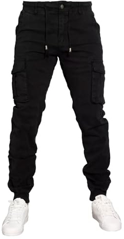 Toocool Pantaloni Uomo Cargo Militari tasconi Laterali Casual Cotone G6538 [36/tg 50,G6601 Estivo Nero]