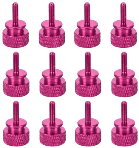 QUARKZMAN 12 Piezas Tornillo de Pulgar Estriado M3x10mm para Caja de Ordenador Tornillos Roscados de Apriete Manual Aleación de Aluminio para Caja de PC Rojo Melocotón