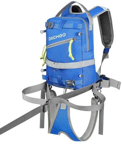 Dachgo Ski and Snowboard Harness with Training Leash for Kids - Teach Your Child The Fundamentals of Skiing or Snowboarding (Blue, Backpack with Traning Leash & Seat Harness)