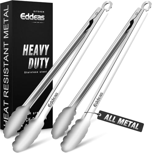 Pinze per grill, resistenti al calore a 600 gradi, 43,2 cm, pinze da cucina in metallo, pinze da cucina in acciaio inox resistenti per cucinare, grigliare, barbecue/barbecue, buffet, confezione da 2