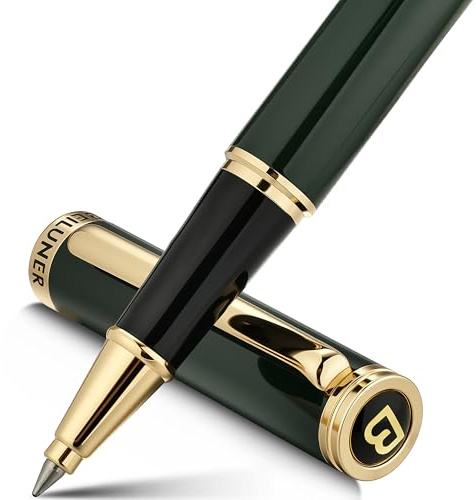 BEILUNER Hochwertiger Tintenroller mit Echtvergoldung - Professioneller Kugelschreiber mit schwarzer Schneider 850 Mine - Geschenkbox - Luxus Schreibgerät für Business & Geschenkanlässe(Grün)