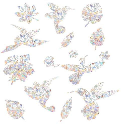 GEEHUA 60 Pcs Window Decals to Prevent Bird Strikes, Bird Anti Collision Window Stickers Suncatcher Rainbow Static Clings Rainbow Glass Stickers for Glass Windows Doors Preventing Birds Strikes