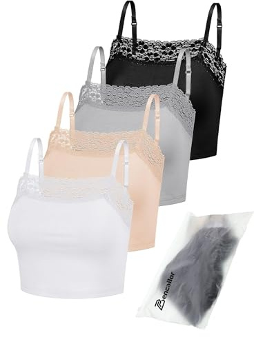 Bencailor 4 Pcs Womens Lace Cami Bralettes Spaghetti Strap Crop Tops Bandeau