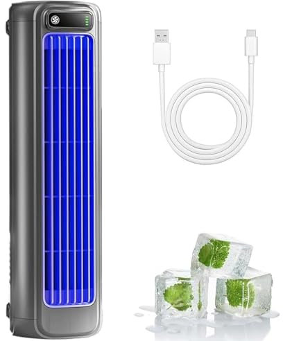 Rafraichisseur D'air, Climatiseur Portable, Silencieux et 3 Vitesses, Rechargeable, pour Chambre, Bureau, Maison, Restez Au Frais En Été (Gris)