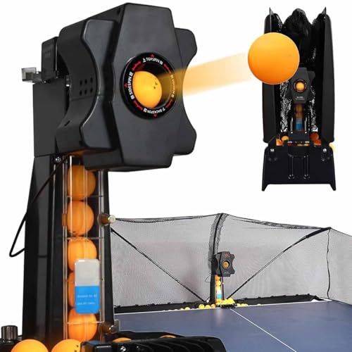 ZenSeFarin Automatische Tischtennis Ballmaschine,Pro Tischtennis Trainingsroboter Ping Pong Roboter 9 Spineinstellungen Automatic Launcher Mit 300 Stück Tischtennisbällen Und Recycling-Netzen