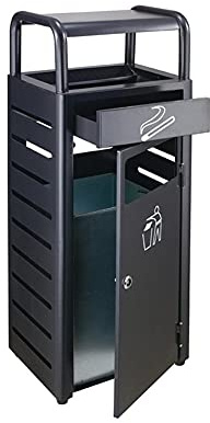 Bidone della Spazzatura in Metallo con cassetto, bidone della Spazzatura per Esterni, 40 l/10,5 galloni, Quadrato, in Acciaio Inossidabile, 13''x11''x35'', Interno ed Esterno (A) (B