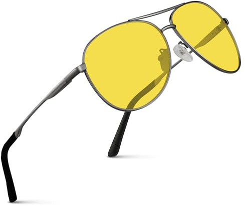 wearPro Lunettes Conduite de Nuit pour Homme et Femme Polarisées Lunette Vision Nocturne Anti-éblouissement Pilote Rétro Jaune Surlunettes UV400 Ultralégères Unisexes -Gris