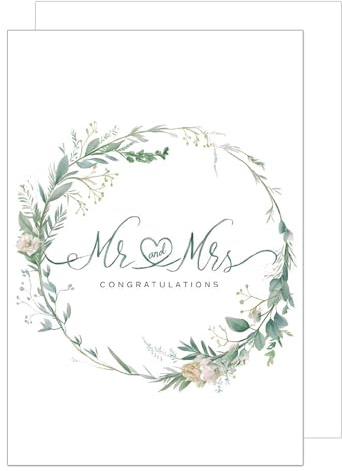 Edition Seidel Premium XXL Maxi gratulationskort till bröllop med kuvert Format DIN A4. Bröllopskort hälsningskort kort med engelsk text för brudpar man & kvinna Mr & Mrs Just Married (A4-H1000)