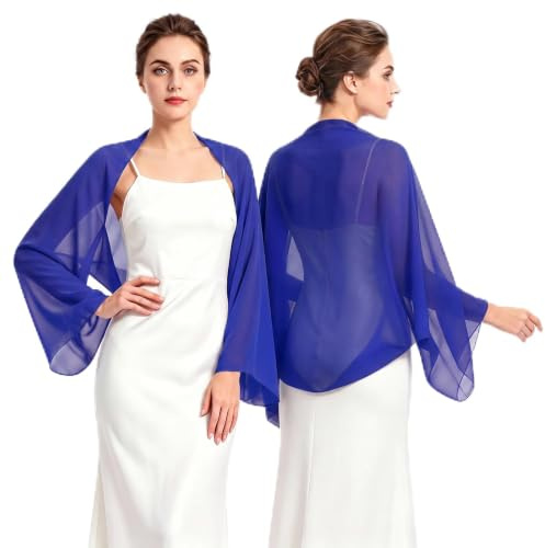 JASGOOD Stole Women's Festive Chiffon Shawl Summer Elegant Shoulder Shawl Lightweight Sleeves Stole with Wraps for Women for Evening Dress Wedding Dresses