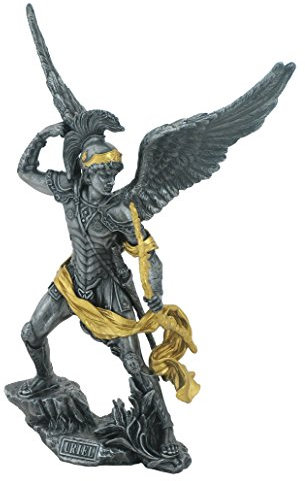 34 cm Erzengel Uriel Deko Figur, Zinn und Gold Farbe