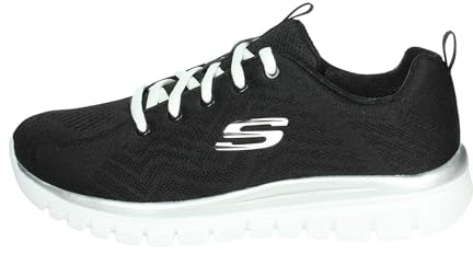 Skechers Women's Graceful Get Connected Sneakers, Black/White, 4 UK Wide
