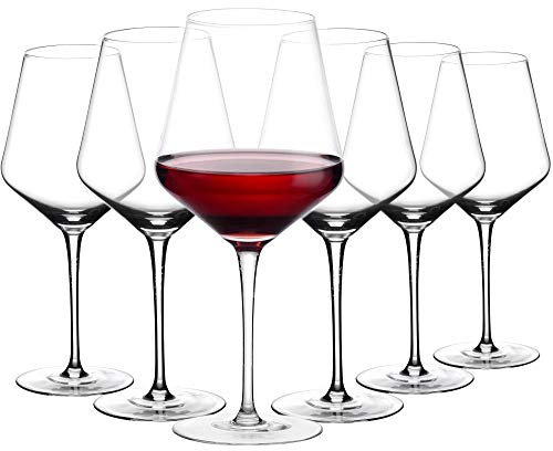 Amisglass Verres à Vin Rouge/Verres à Vin Blanc à Pied, Verre Vin Bourgogne 600 ML, Verre Cristal Transparent à la Maison sur Table - 6 Pieces et 600 ML