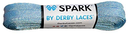 Derby Laces Sky Blue Spark Shoelace for Shoes, Skates, Boots, Roller Derby, Hockey and Ice Skates (96 Inch/244 cm)