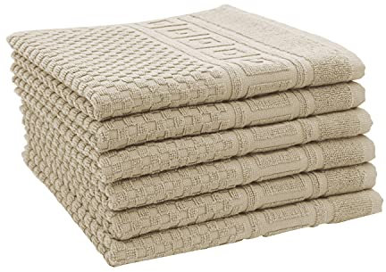 ZOLLNER 6er-Set Handtücher mit Waffelmuster, 100% Baumwolle, 50x70 cm, Cappuccino