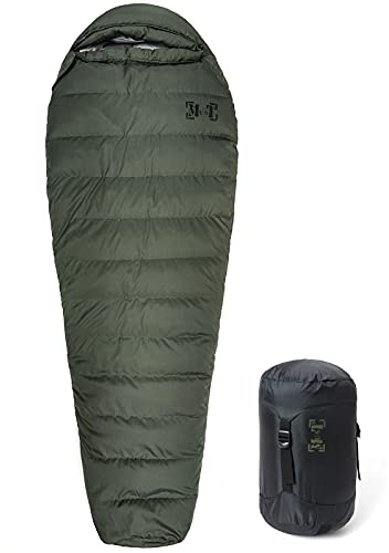 AKmax Sacco a pelo a mummia Sacco a pelo invernale per adulti e militari, sacco a pelo all'aperto, 4 stagioni, sacco a pelo in piuma da campeggio ultraleggero -13-23℃