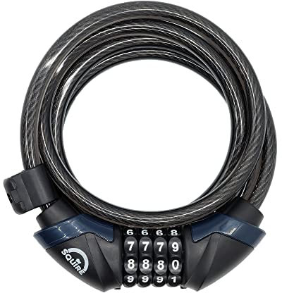 P4B | Fahrrad Spiralkabelschloss mit Zahlen - 1.800 mm Länge | Fahrrad Zahlenschloss | 10 mm Stahldurchmesser | Geflochtenes Stahlseil | Fahrradschloss Zahlenschoss