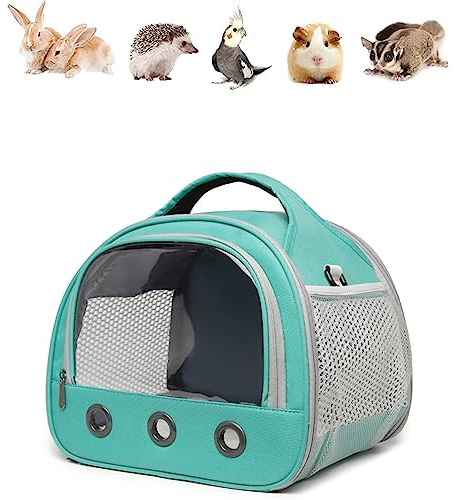 SOONHUA Borsa da viaggio per piccoli animali, trasportino portatile per porcellini d'India, con finestra trasparente e rete traspirante, per uccelli, ratti, porcellini d'India, scoiattolo