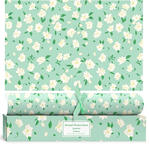 SCENTORINI Carta Profumata per Cassetti, Aroma di Jasmine, per Cassetti Fodere per Armadi per Profumare i Vestiti e Decorare i Mobili, 6 Fogli