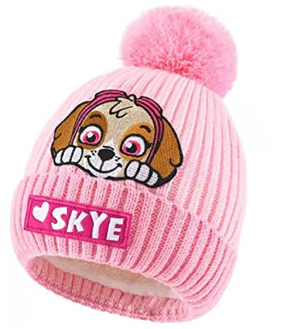 Bonamana Paw Patrol Beanies Mütze Warme Strickmütze Unisex Kinder Chase Skye Marshall Weiche Herbst Winter Tägliche Mützen für Kinder Alter 3-6 Jahre (Rosa Skye)