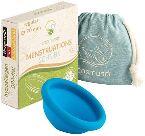 cosmundi Menstruationsscheibe aus medizinischem Silikon in Deutschland produziert - Für Sport, Schwimmen & Intimität - Wiederverwendbare Menstrual Disc & nachhaltige Tampon Alternative - 70 mm