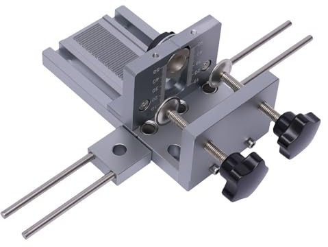 XUEMANSHOP 3-in-1 Dübellehre Bohrschablone Kit, Bohrschablone mit 6/8/10mm Bohrern, Holzdübel Bohrschablone für Holzbearbeitung und Möbelherstellung