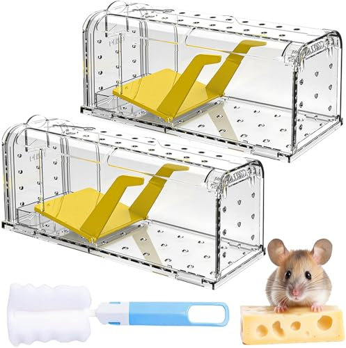 Piège à Souris Vivant pour intérieur et extérieur - Attrape Souris Intelligent Facile à Utiliser, Facile à Nettoyer, réutilisable, libération sans Contact (2 pièces)