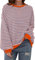 BUNSLOOM Pullover Damen Gestreift Farbe Block Langarm Rundhals Sweatshirt lässig lose Pullover Y2K Shirt Top