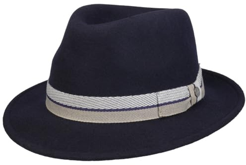 Lierys Bogart Traveller Hat Made in Italy Unisex Winter 100% Wool Felt Water-Repellent Packable Outdoor Navy