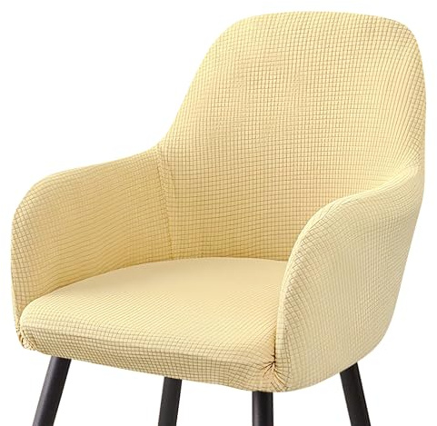heavenlife Fodere Coprisedia per Sala da Pranzo, Universali Fodera per Sedia da Pranzo con Schienale, Lavabile Copertura per Sedie da Ufficio, Copripoltrona Elasticizzato con Braccioli (Giallo)