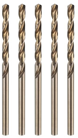 sourcing map 5pcs M35 Cobalt Twist Drill Bit 3.3mm(1/8) Dia High-Speed Steel Metric Drill Bit with Titanium Coating For Drilling Hard Metals, Stainless Steel, Alloy Steel, Cast Iron