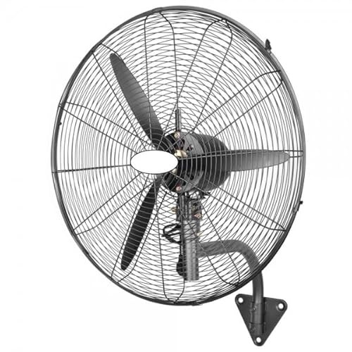 Bilake Ventilador Industrial Pared Negro Metal | Oscilante, Orientable y Ajustable | 3 Velocidades, 3 Palas, Silencioso | Almacenes, Gimnasios, Colegios, Fábricas (Ø81 cm | 280W | Botones Integrados)
