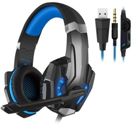 HOOLRZI Auriculares De Juego G9000 sobre Auriculares para La Oreja con Micrófono De Cancelación Ruido Y Luz Espuma Memoria Suave LED Micrófono Flexible