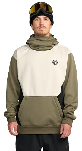 Volcom Hydro fleece ridande huvtröja - vattenrepellent tröja med Storm Hood & Thumbholes Pull-Over Herr, Militär, XXL