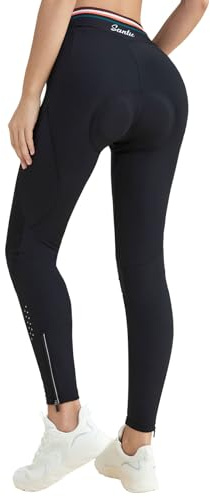 Santic cykelbyxor, långa dam, vadderade termo-vinter, cykelbyxor, sittdyna, reflekterande cykelsport, långa leggings, byxor, Svart vadderad, L