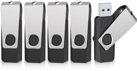 Chiavetta USB 32 GB 3.0 5 Pezzi, Vansuny Pendrive 32GB con Cappuccio in Metallo Rotante 360°, Penna USB Alta Velocità per PC, Computer Portatile, Autoradio e TV